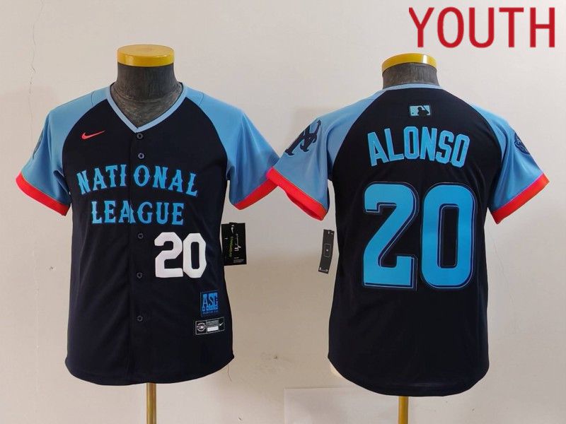 Youth New York Mets #20 Alonso Blue All star 2024 Nike MLB Jersey style 1->youth mlb jersey->Youth Jersey